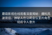 蘑菇影视在线观看深度揭秘：爆料风波背后，神秘人在公司会议室的角色彻底令人意外