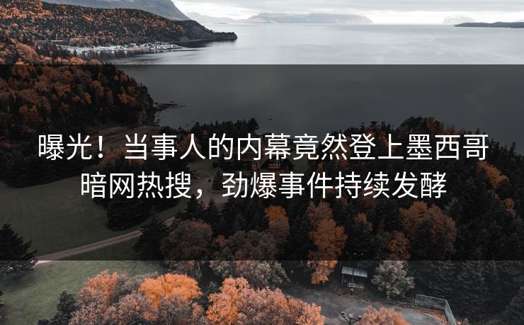 曝光！当事人的内幕竟然登上墨西哥暗网热搜，劲爆事件持续发酵