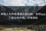 神秘人在昨晚遭遇花絮心跳，杏吧app下载全网炸锅，详情揭秘