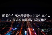 明星在今日凌晨遭遇热点事件真相大白，探花全网炸锅，详情围观