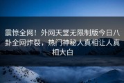 震惊全网！外网天堂无限制版今日八卦全网炸裂，热门神秘人真相让人真相大白