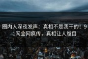 圈内人深夜发声：真相不是我干的！91网全网疯传，真相让人瞠目
