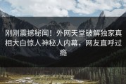 刚刚震撼秘闻！外网天堂破解独家真相大白惊人神秘人内幕，网友直呼过瘾