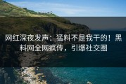 网红深夜发声：猛料不是我干的！黑料网全网疯传，引爆社交圈