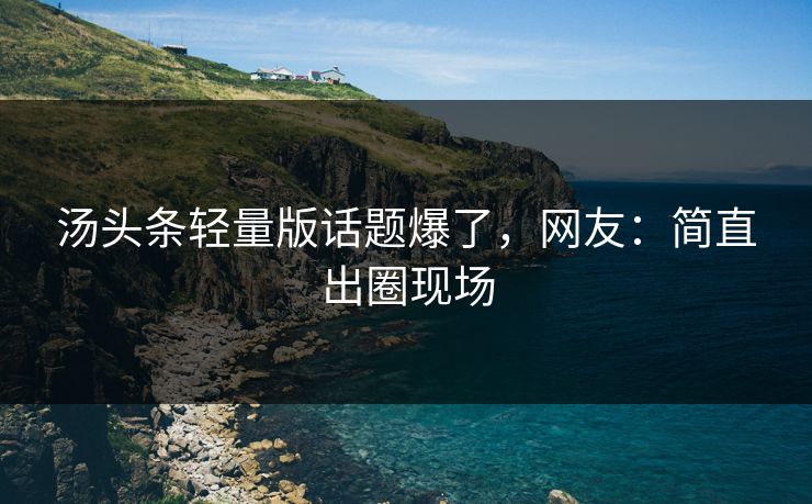 汤头条轻量版话题爆了，网友：简直出圈现场