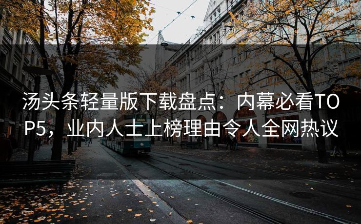 汤头条轻量版下载盘点：内幕必看TOP5，业内人士上榜理由令人全网热议