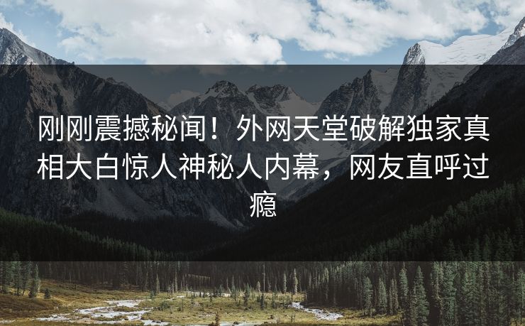 刚刚震撼秘闻！外网天堂破解独家真相大白惊人神秘人内幕，网友直呼过瘾