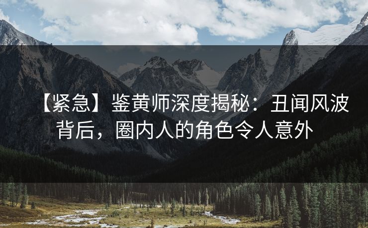 【紧急】鉴黄师深度揭秘：丑闻风波背后，圈内人的角色令人意外