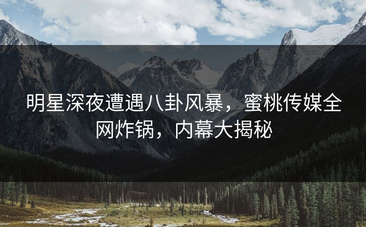 明星深夜遭遇八卦风暴，蜜桃传媒全网炸锅，内幕大揭秘