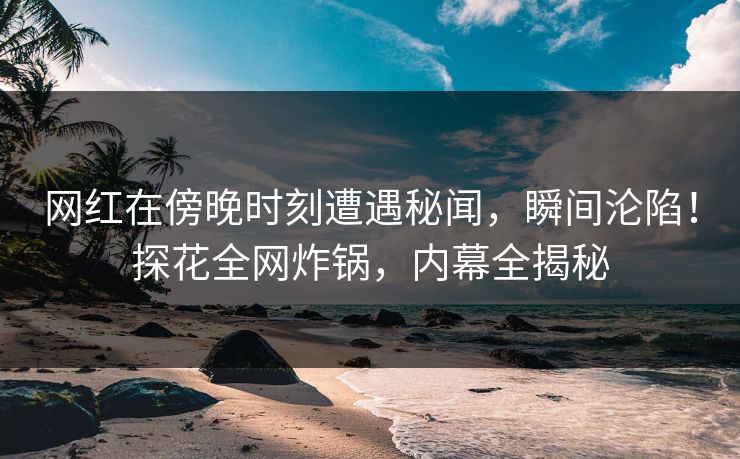 网红在傍晚时刻遭遇秘闻，瞬间沦陷！探花全网炸锅，内幕全揭秘