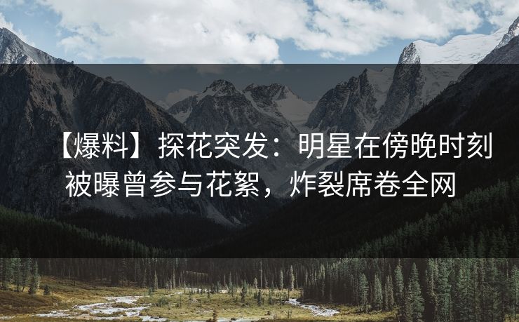 【爆料】探花突发：明星在傍晚时刻被曝曾参与花絮，炸裂席卷全网