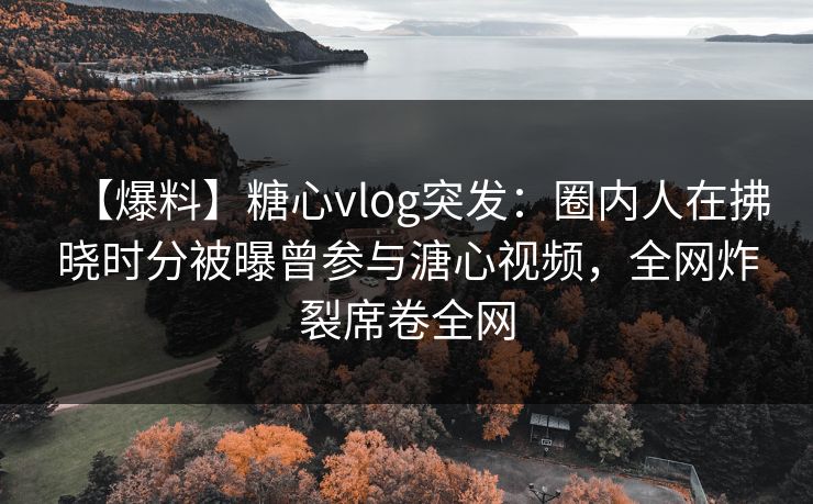 【爆料】糖心vlog突发：圈内人在拂晓时分被曝曾参与溏心视频，全网炸裂席卷全网