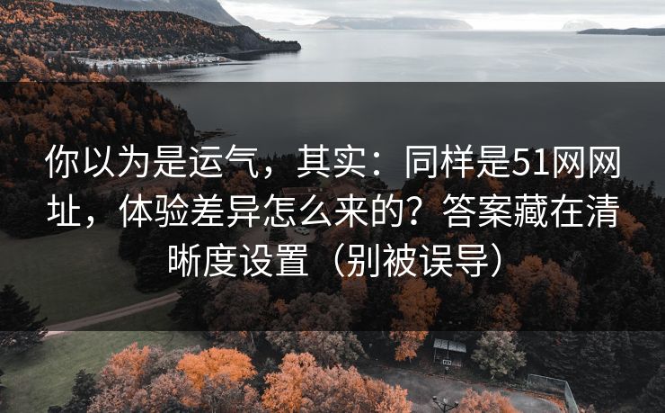 你以为是运气，其实：同样是51网网址，体验差异怎么来的？答案藏在清晰度设置（别被误导）