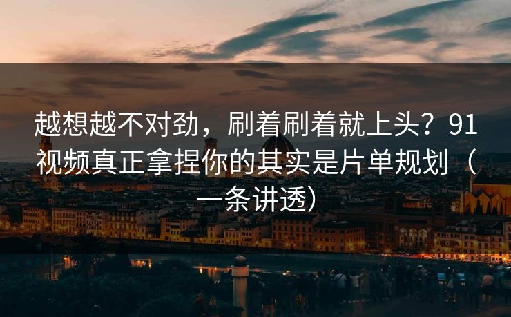 越想越不对劲，刷着刷着就上头？91视频真正拿捏你的其实是片单规划（一条讲透）